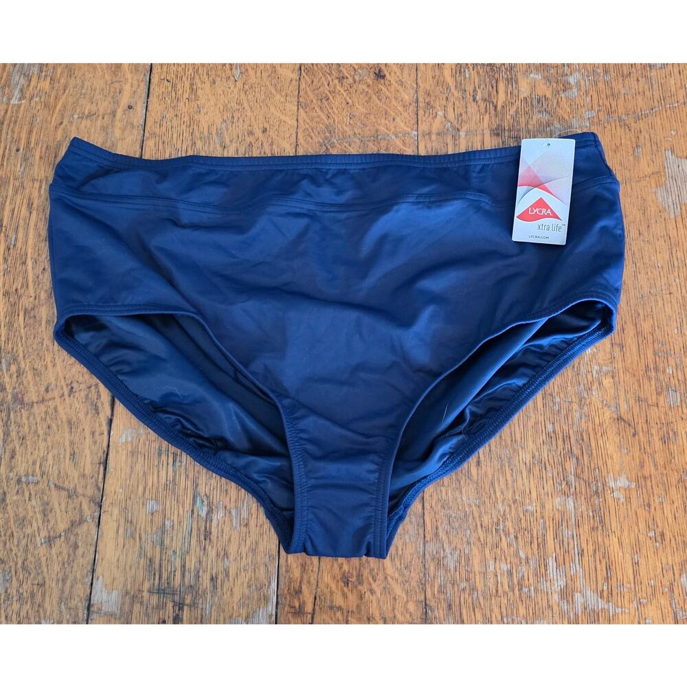 New Plus Size 20W Solid Navy Bikini Bottoms from Lands' End